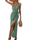 Sexy Backless Slit Beach Summer Floral Print Dress