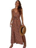Sexy Backless Slit Beach Summer Floral Print Dress