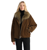 Custom-Woven Flocked Denim, Detachable Raccoon Fur Collar, 90% White Goose Down Jacket, Loose Parka for Women