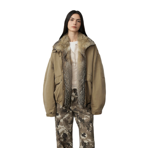 Urban Parka Casual Street Fox Fur Collar 90 Goose Down Design Fashion Denim Jacket