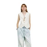 "Diary of an Old Friend" Customized Breathable Ramie Oversize Suit Vest Set