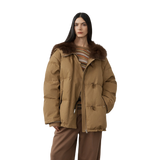 Street Badge Fox Fur Large Lapel Down Parka Jacket