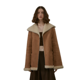 “August Night”Wool Leather Reversible Shearling Jacket