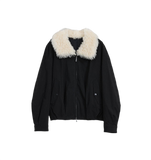 "Mariette" Detachable Tuscan Fur Collar Down Jacket Lining Short Parka