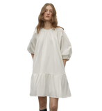"Dream Island" Hepburn Style White Dress Temperament High-End Puff Sleeve Dress for Women