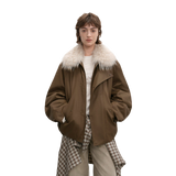 Cutting-Edge Style, Warm and Detachable Raccoon Fur Collar Short Silhouette Down Jacket