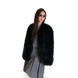 Black Sugar Champagne Finland Saga Fox Fur Coat Fashion Cardigan