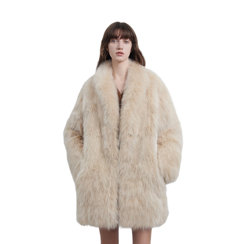 Light Years Away Imported Crown Grade Fox Fur Fashion Light Luxury Style Suit Collar Mid-Length Fur