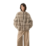 Imported Purple Label Mink Coat Horizontal Ridge Leaning Against the Ridge Craft Mink Fur Coat