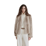Margaret Mid-Century Style Contrasting Color Rex Rabbit Coat