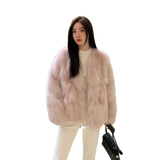 Black Sugar Champagne Finland Saga Fox Fur Coat Fashion Cardigan