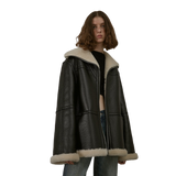 “August Night”Wool Leather Reversible Shearling Jacket