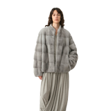 Imported Purple Label Mink Coat Horizontal Ridge Leaning Against the Ridge Craft Mink Fur Coat