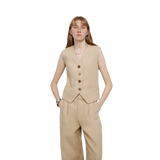 "Diary of an Old Friend" Customized Breathable Ramie Oversize Suit Vest Set