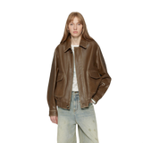 South City Old Lane Vintage Brown Aviator Leather Jacket