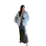 Black Sugar Champagne Finland Saga Fox Fur Coat Fashion Cardigan
