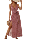 Sexy Backless Slit Beach Summer Floral Print Dress