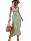 Sexy Backless Slit Beach Summer Floral Print Dress
