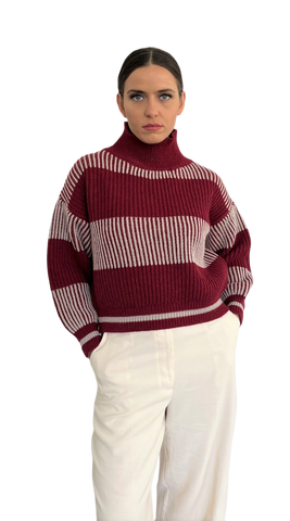 High Neck Knitwear in Merino Wool - SATURNO