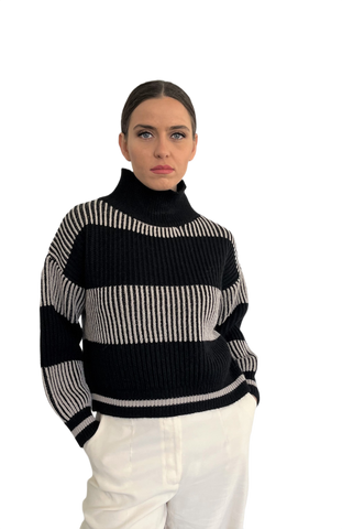 High Neck Knitwear in Merino Wool - SATURNO