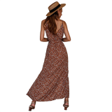 Sexy Backless Slit Beach Summer Floral Print Dress
