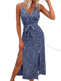 Sexy Backless Slit Beach Summer Floral Print Dress
