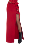 Tita Bandage Flower Decorated Maxi Skirt Red
