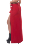 Tita Bandage Flower Decorated Maxi Skirt Red