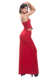 Tita Bandage Flower Decorated Maxi Skirt Red