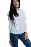 Top With Ruffle Detail in Cream