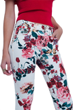 White Floral Jeans