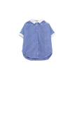 Blue Shirt With Short Sleeves and Vertical Stripes