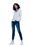 Blue Striped Sweater With V-Neck