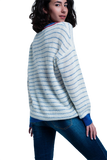 Blue Striped Sweater With V-Neck