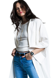 Boyfriend Cut Shirt With 3/4 Sleeve in White