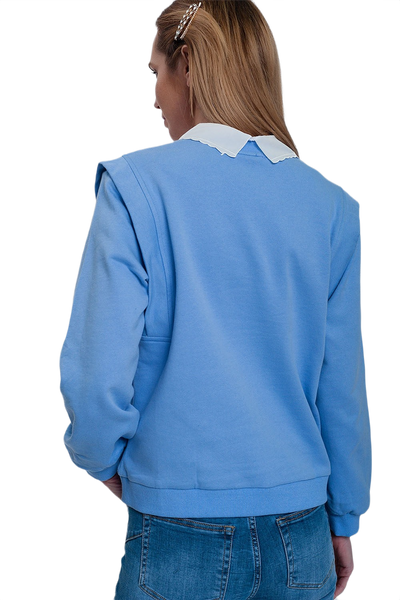 Boyfriend Sweatshirt With Shoulder Details in Blue