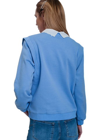 Boyfriend Sweatshirt With Shoulder Details in Blue