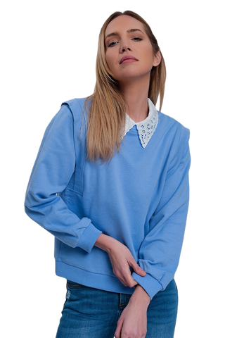 Boyfriend Sweatshirt With Shoulder Details in Blue
