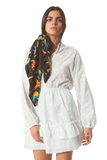 Broderie Mini Dress With Ruffles in White