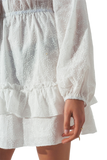Broderie Mini Dress With Ruffles in White