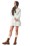Broderie Mini Dress With Ruffles in White