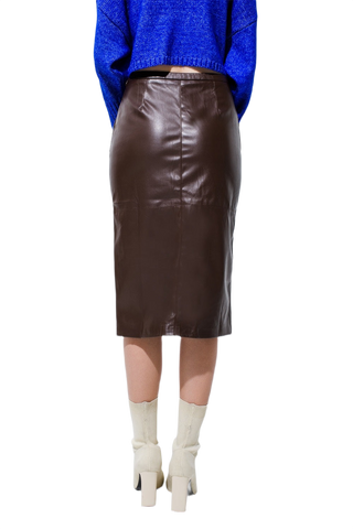 Leatherette Pencil Cut Skirt