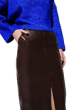 Leatherette Pencil Cut Skirt