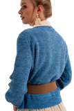 Button Through Cardigan in Blue