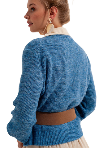 Button Through Cardigan in Blue