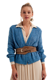Button Through Cardigan in Blue