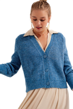 Button Through Cardigan in Blue