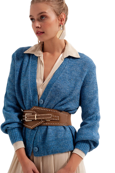 Button Through Cardigan in Blue
