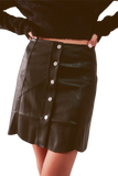 Button Through Mini Skirt in Black