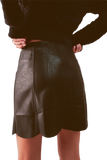 Button Through Mini Skirt in Black